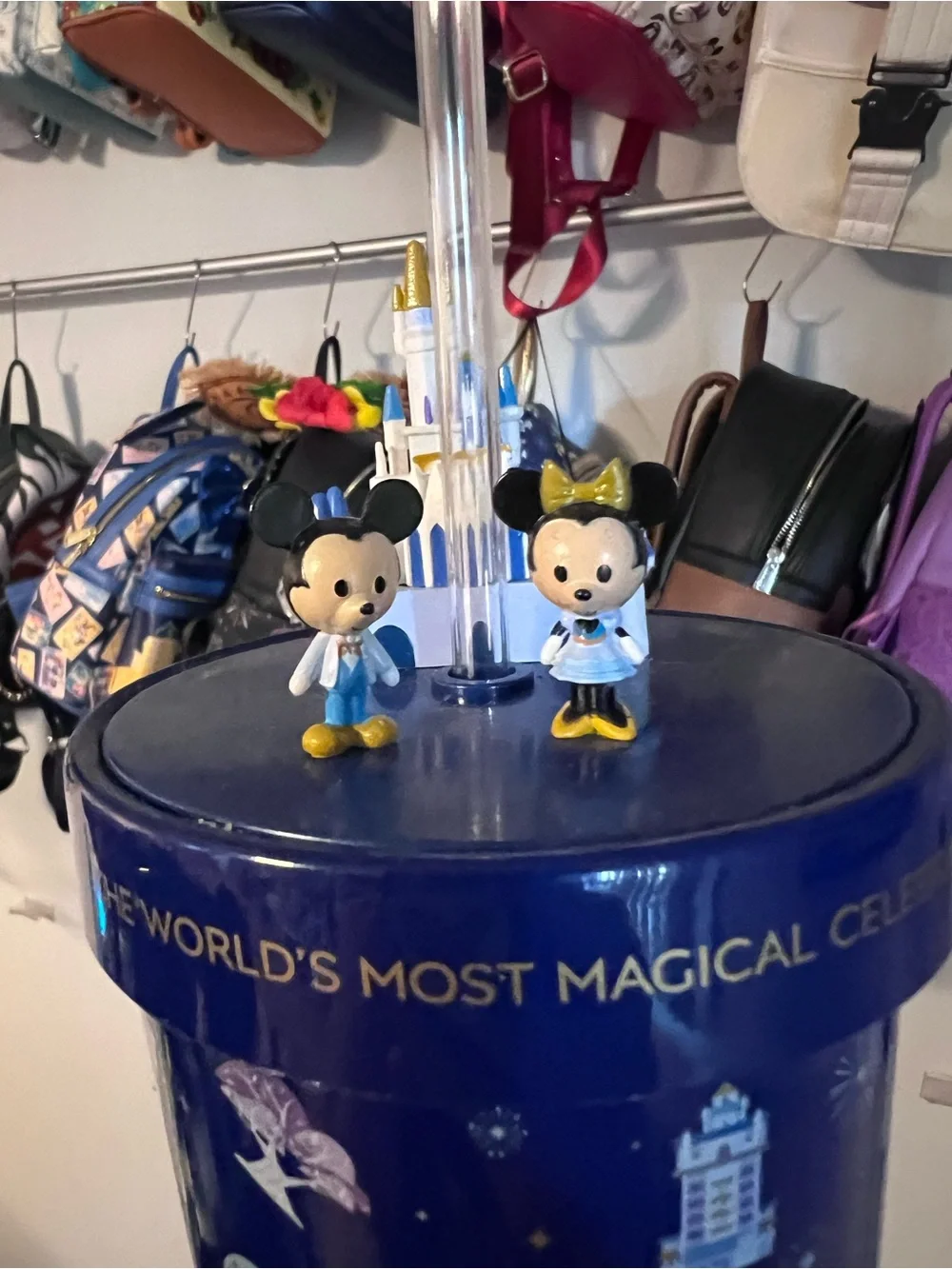Disney Navy Blue 50th Anniversary Tumbler with Mickey Straw Topper
